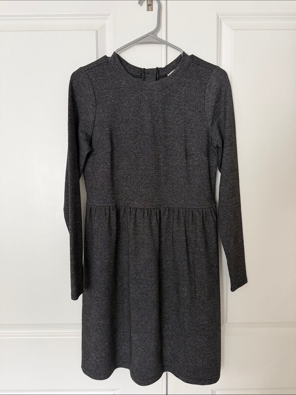 LOFT Charcoal Textured Long Sleeve Fit-and-Flare Dress